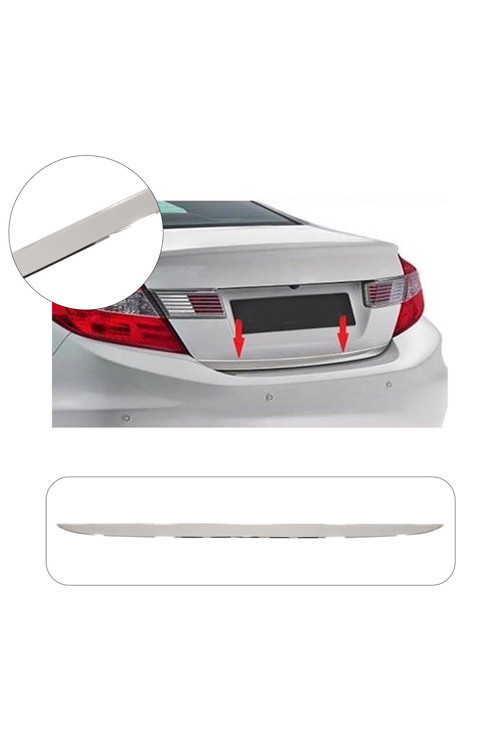 Honda Civic Uyumlu 2012-2016 Krom Bagaj Alt Çıtası Paslanmaz Çelik