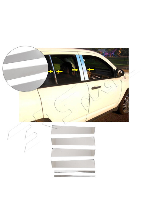 Jeep Compass 2007-2016 Uyumlu Krom Kapı Direği 8 Parça Paslanmaz Çelik