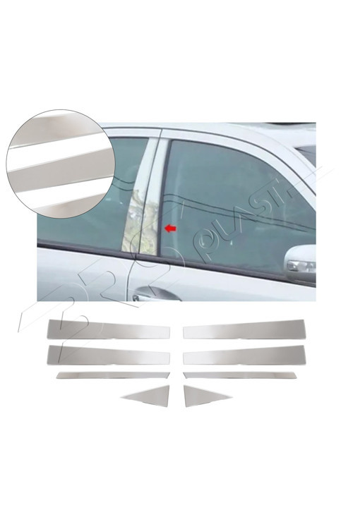 Hyundai Tucson 2005-2010 Uyumlu Krom Kapı Direği 8 Parça Paslanmaz Çelik
