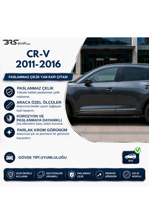 Honda CR-V Uyumlu 2012-2018 Krom Yan Kapı Çıtası 4 Parça Paslanmaz Çelik