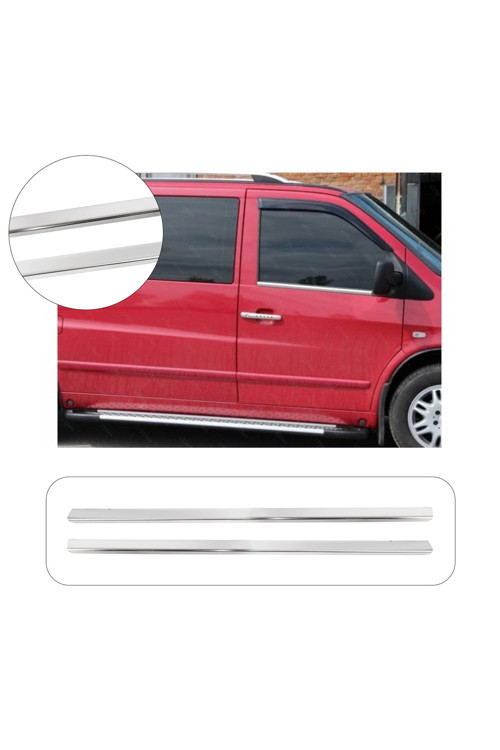 Mercedes Vito W638 Uyumlu 1996-2003 Krom Cam Çıtası 2 Parça Paslanmaz Çelik