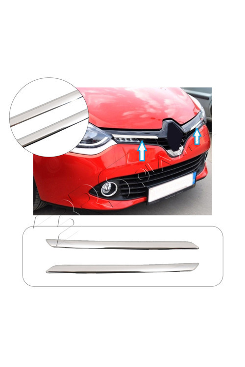 Renault Clio 4 Uyumlu 2012-2018 Krom Ön Panjur 2 Parça Paslanmaz Çelik