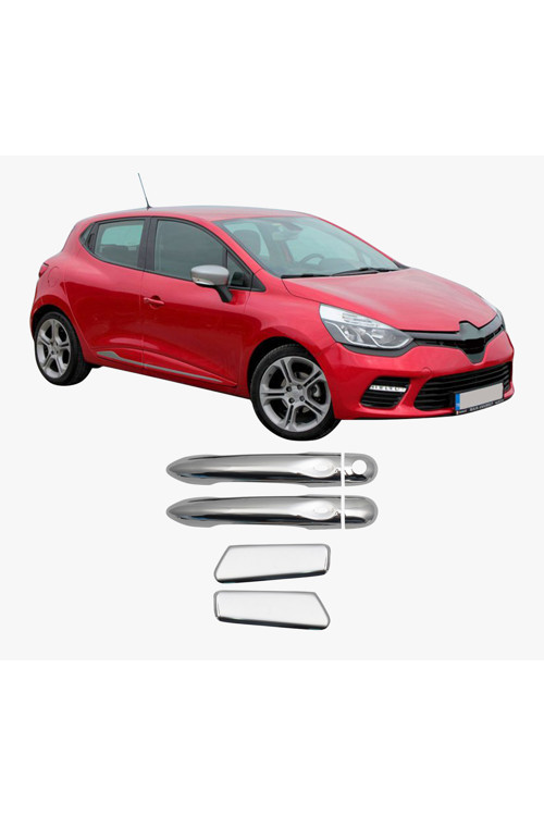 Renault Clio 4 Uyumlu 2012-2019 Krom Kapı Kolu 4 Kapı 2 Kol Sensörlü Paslanmaz Çelik