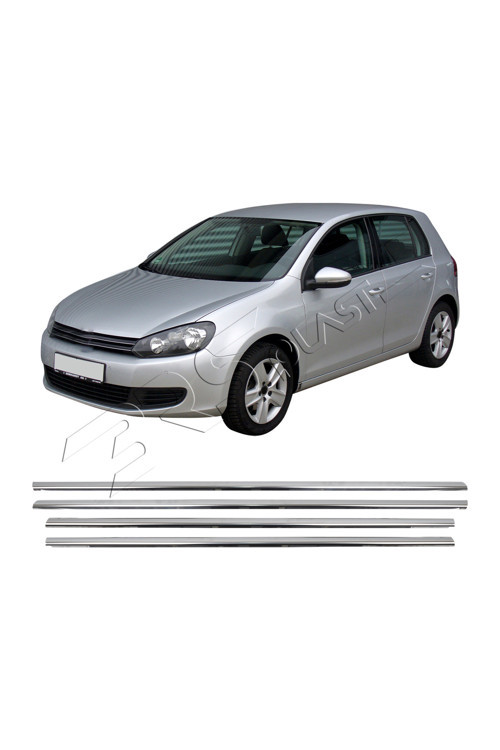 Volkswagen Golf 6 Uyumlu 2009-2013 Krom Cam Çıtası 4 Parça Paslanmaz Çelik