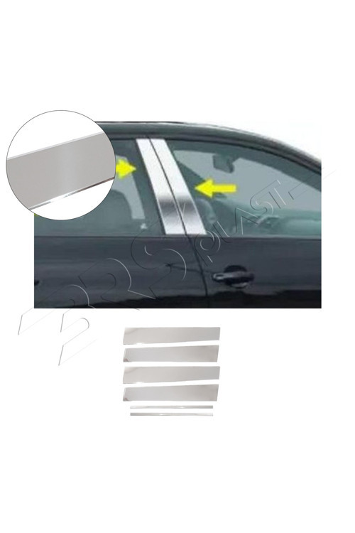 Volkswagen Tiguan Uyumlu 2007 ve Üzeri Krom Kapı Direği 6 Parça Paslanmaz Çelik