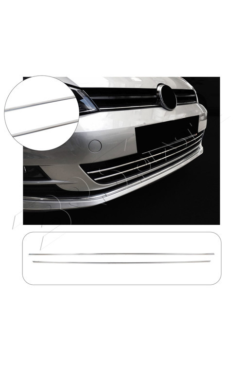 Volkswagen Golf 7 Uyumlu Krom Ön Tampon Çıtası 2 Parça Paslanmaz Çelik