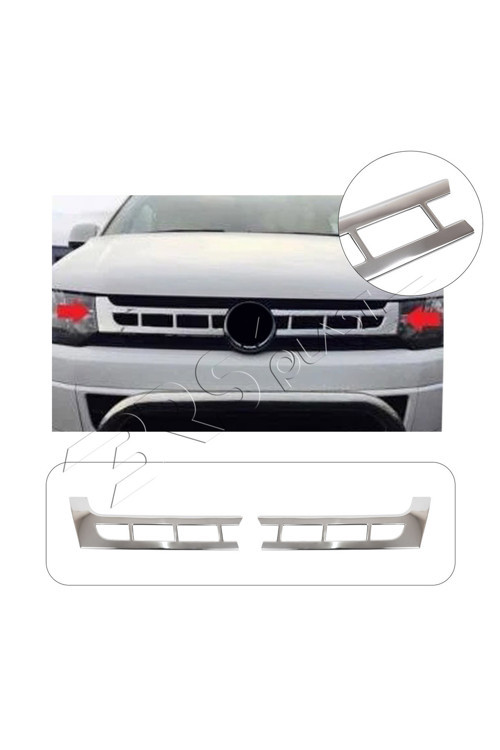 Volkswagen Transporter T5 Uyumlu 2010-2014 Krom Ön Panjur 2 Parça Paslanmaz Çelik