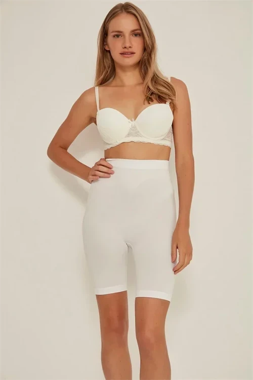 Beyaz MI 3005 Soft Uzun Paçalı Boxer Korse