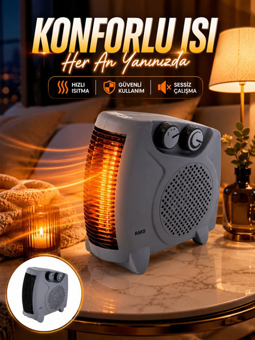 Fanlı Oda Isıtıcısı Termostat Kontrollü Soğuk Hava Üfleme Modu Yeni Nesil - GGGGGG5970-9835