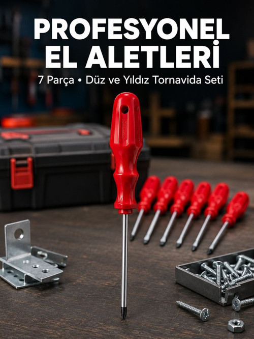 Profesyonel 7 Parça Tornavida Seti Ergonomik Saplı El Aleti - GGGGGG9014-8934