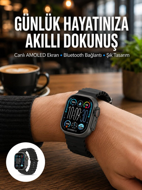 AMOLED Akıllı Saat Bluetooth Arama Su Geçirmez Yeni Nesil - GGGGGG1048-8387