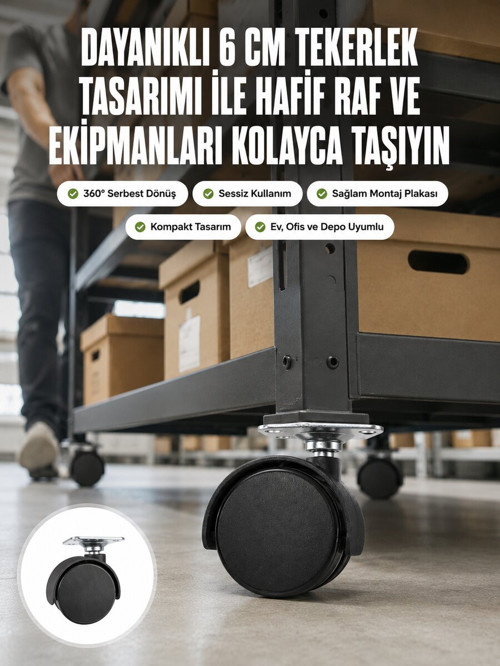 6 cm Döner Kilitsiz Ayak Tek Parça - GGGGGG2787-2987