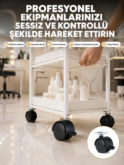 Zemin Korumalı Kilitli Ayak Tekerlek Seti 6 cm - GGGGGG1791-5744