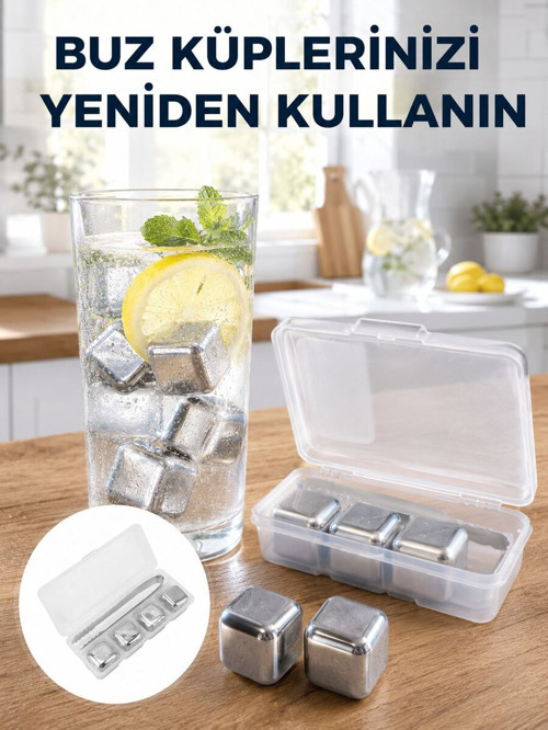 Çevre Dostu Metal Buz Küpü ve Kullanışlı Klips Seti Yeni Nesil - GGGGGG9420-7121