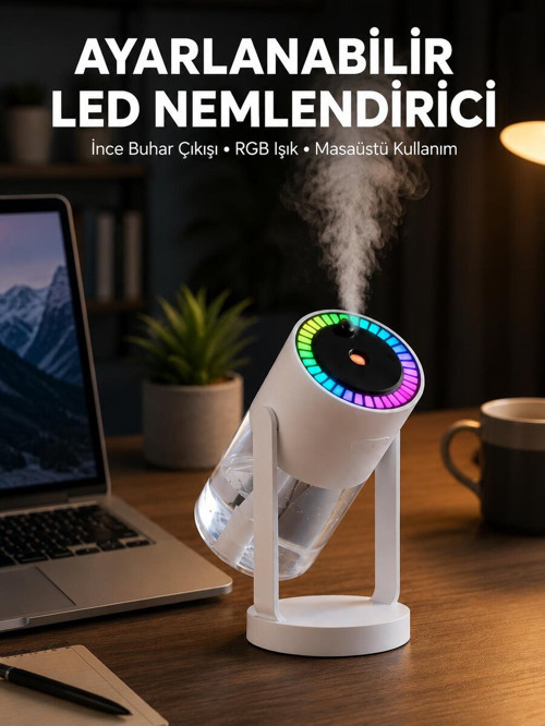 RGB Işıklı Hava Nemlendirici Ultrasonik Teknoloji ve Portatif Tasarım Yeni Nesil - GGGGGG8491-1