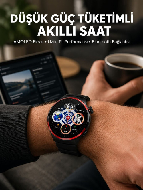 Dokunmatik Akıllı Saat Kablosuz Şarj AMOLED Ekran Yeni Nesil - GGGGGG9712-7052