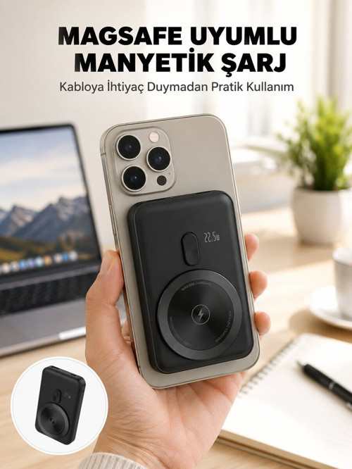 Kablosuz ve Kablolu Kullanım Sunan Taşınabilir Powerbank Yeni Nesil - GGGGGG6955-5940