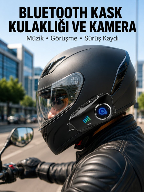 Q28 Kameralı Motosiklet Kask Kulaklık Bluetooth 5.3 Su Geçirmez 1080P HD Yeni Nes - GGGGGG9438-2