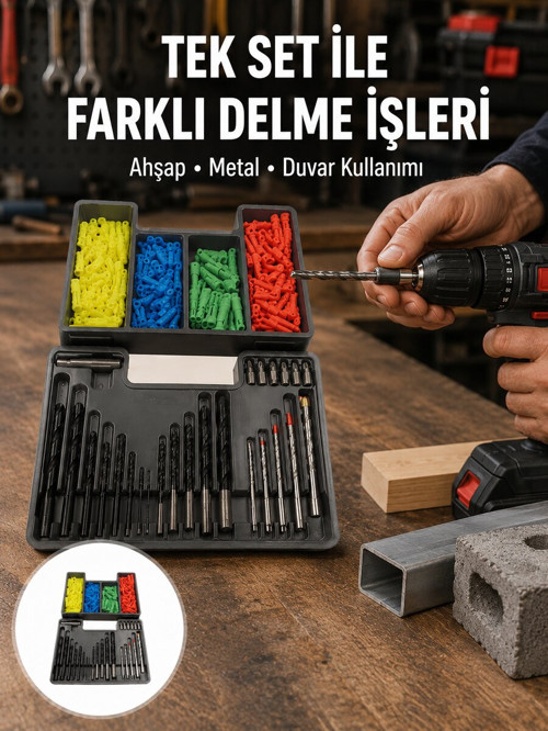 Matkap Ucu Seti Organizerli Çok Amaçlı Delme Uçları Yeni Nesil - GGGGGG7085-1375