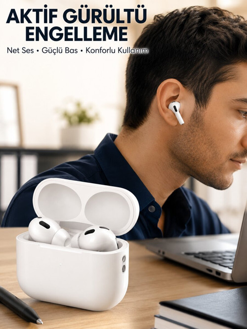 Aktif Gürültü Engelleyici Kablosuz Bluetooth Kulaklık – Şarj Kutulu Uzun Öm? - GGGGGG1050-3
