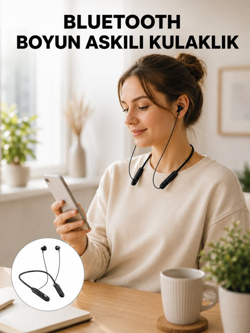 Ergonomik Tasarımlı Bluetooth Kulaklık – Gürültü Azaltmalı Manyetik Yeni Ne - GGGGGG1579-3
