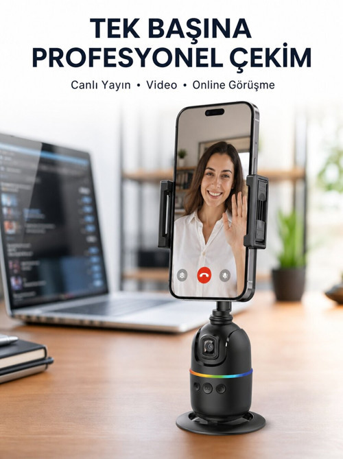 Canlı Yayın ve Video Çekimleri İçin Otomatik Yüz Takipli Masaüstü Gimbal Yen - GGGGGG4151-8