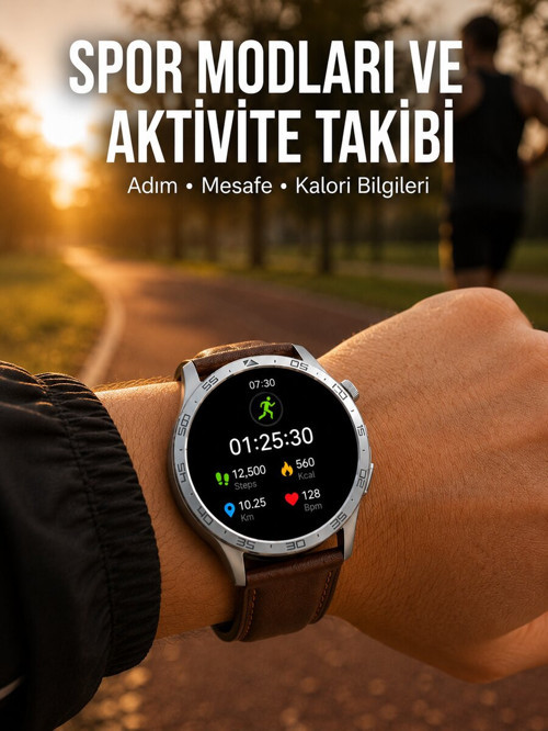 Bluetooth Bağlantılı Günlük Yaşam ve Spor Takip Akıllı Saati - GGGGGG6457-5676