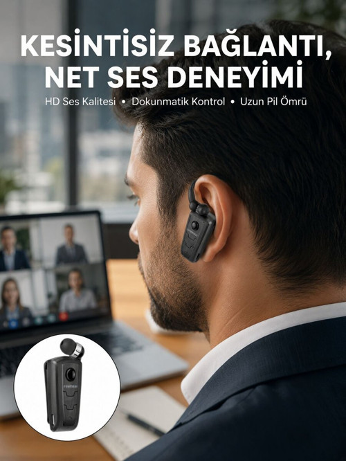 Mikrofonlu Makaralı Bluetooth Kulakiçi Kulaklık Android ve İOS Uyumlu Yeni Nesil - GGGGGG5240-9