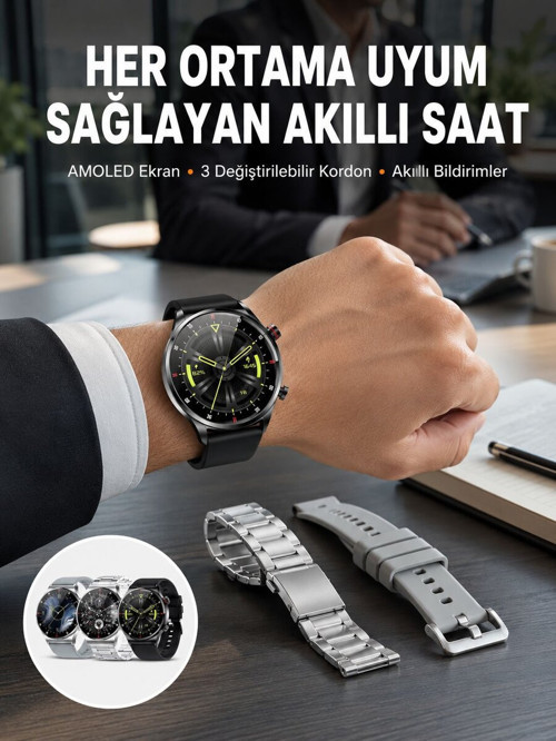 Akıllı Saat Adımsayar Nabız Ölçer Titreşim Özellikli Çağrı Cevaplama Sosy - GGGGGG7015-1