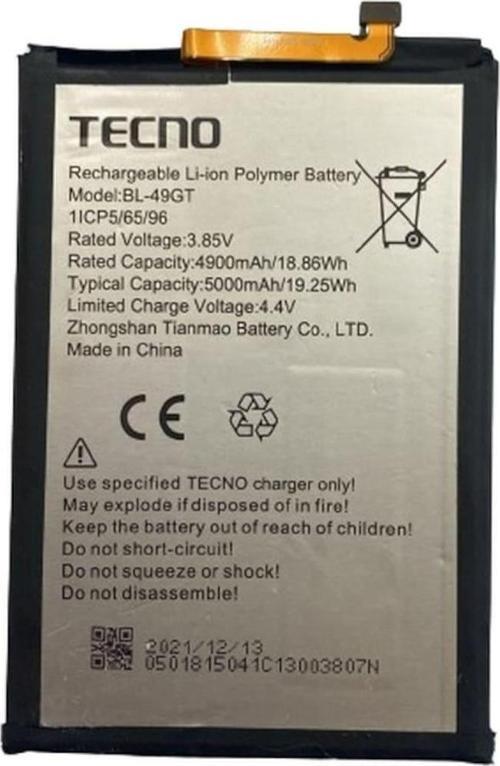 Tecno Camon 17 Cg6-cg7 Pil Batarya 5000 Mah