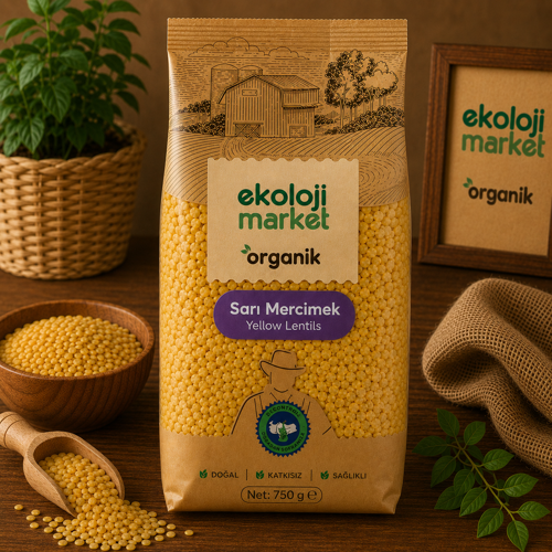 Organik Glutensiz Sarı Mercimek 750 Gr.