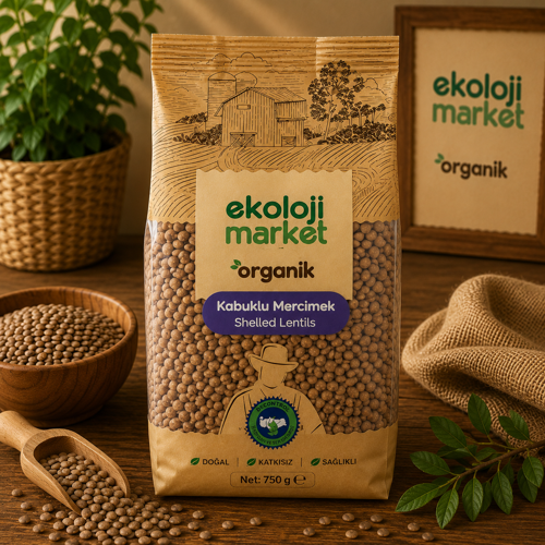 Organik Kabuklu Mercimek 750 Gr.