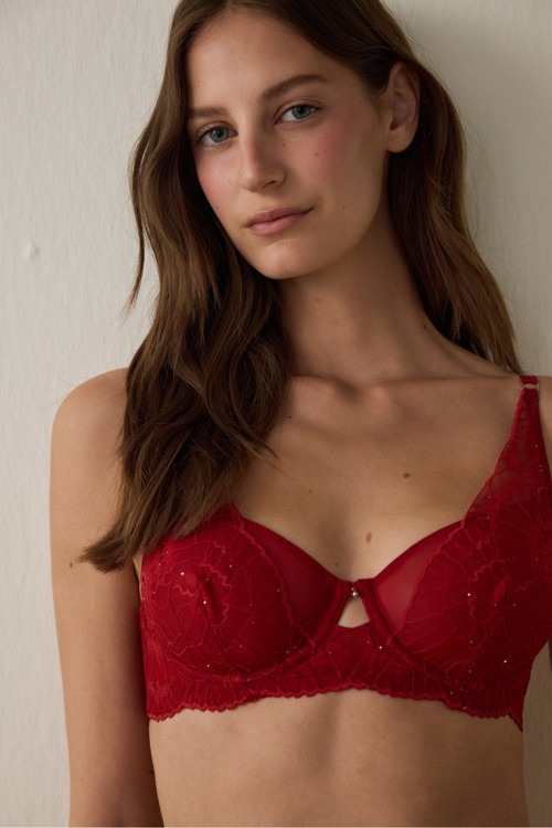 Kırmızı Sequin Lace New Apex Wire Sütyen