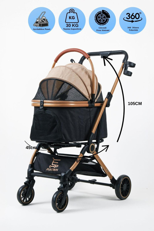Kedi Köpek Arabası & Puseti – Katlanabilir Evcil Hayvan Taşıma Arabası | Pet Stroller | 803-2