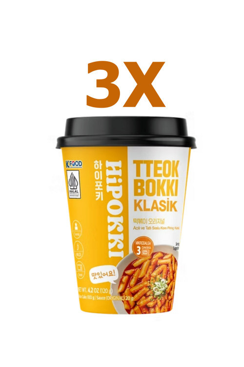 Acı ve Tatlı Soslu Kore Tteokbokki Pirinç Keki 3 x 120 G