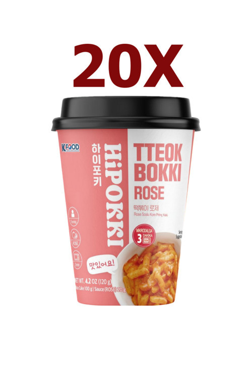 Rose Soslu Kore Tteokbokki Pirinç Keki 120gr 20'li Set