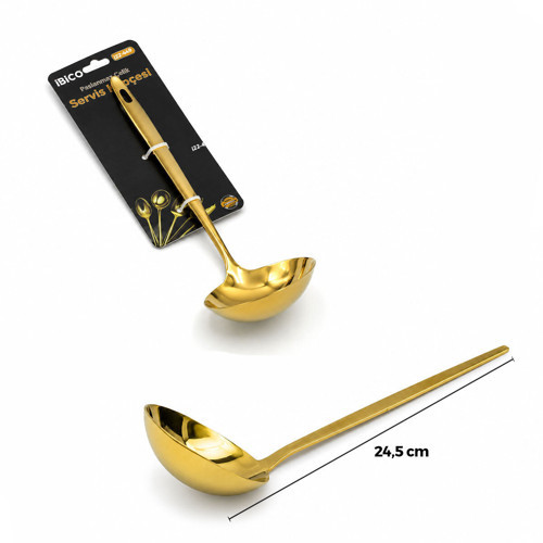 Büro Ev Ofis Mutfağı için 24CM Golden Metal Servis Kepçesi