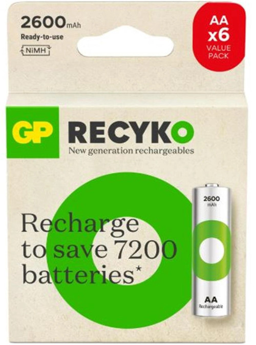 AA 2600 mAh Şarjlı Kalem Pil 4+2'li Paket GP270AAHCE4-2 (KDO)