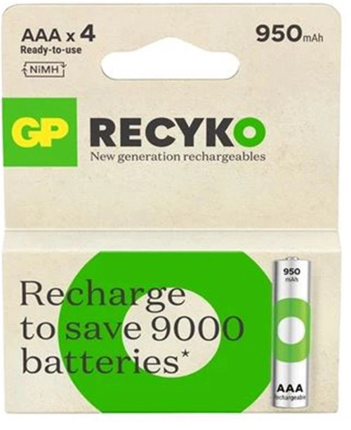 AAA 950 mAh Şarjlı İnce Kalem Pil 4'lü Paket GP100AAHCEMTR-4LÜ (KDO)