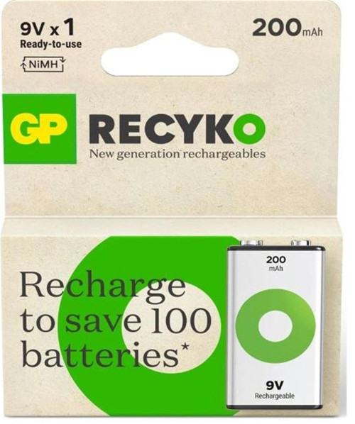 9V 200 mAh Şarjlı Tekli Paket GP20R8HEM-2GB1 (KDO)