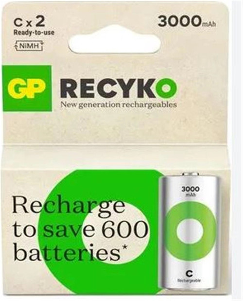 3000 mAh Orta Boy Şarjlı Pil 2 li Paket C Boy GP300CHCBMTR-2EB2 (KDO)