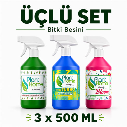 Sıvı Bitki Besini Seti Turbo Bloom ve Genel Bakım 3x500 Ml