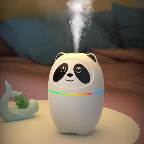 Sevimli Panda Figürlü Hava Nemlendirici – Ultrasonik Soğuk Buhar Makinesi, Led Işıklı Masaüstü Oda N