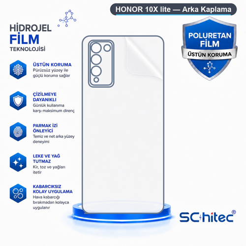 HONOR 10X lite Uyumlu Arka Yüzey Hidrojel Koruyucu Film