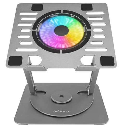 AD-RC35 360 Derece Dönebilen Fanlı RGB Işıklı Metal Laptop Stand (KDO)