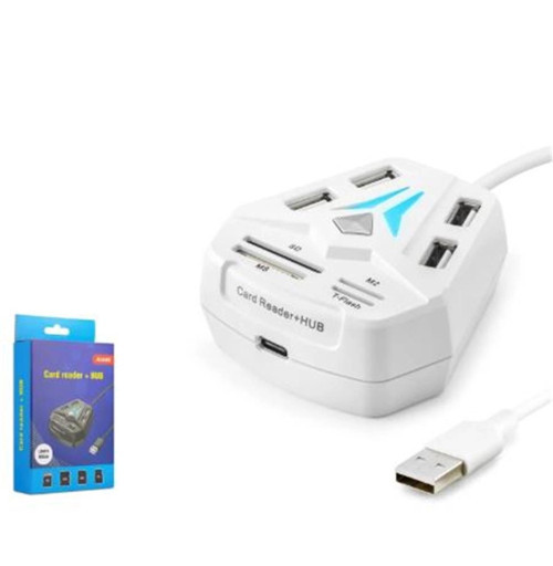 HADRON A068W USB Combo Hub Kart Okuyucu 8 Port Beyaz (KDO)