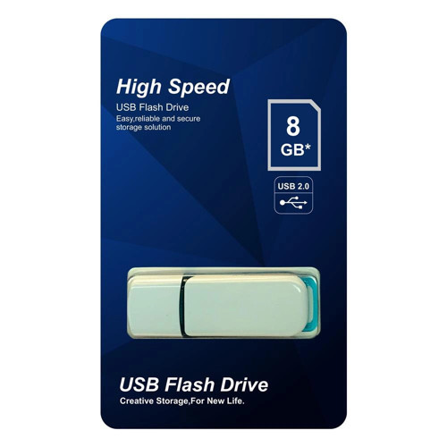 Elba 8GB Plastik Beyaz-Mavi 2.0 USB Flash Bellek (KDO)