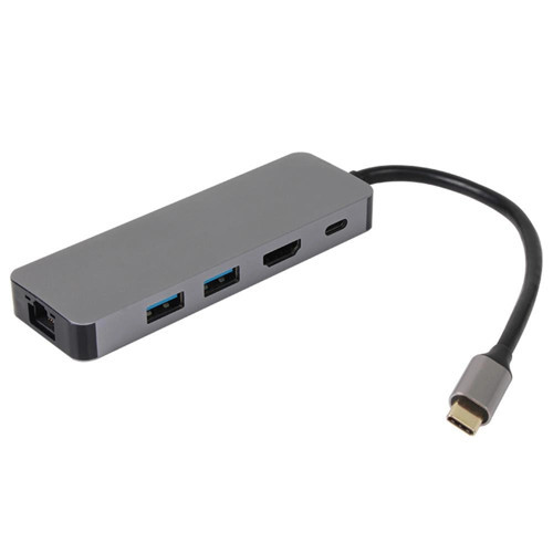 CU4592 Type-C To HDMI (4K@30Hz)+2-USB A 3.0 (5Gb)+Gigabit LAN+PD 3.0 100W Çoklayıcı (KDO)