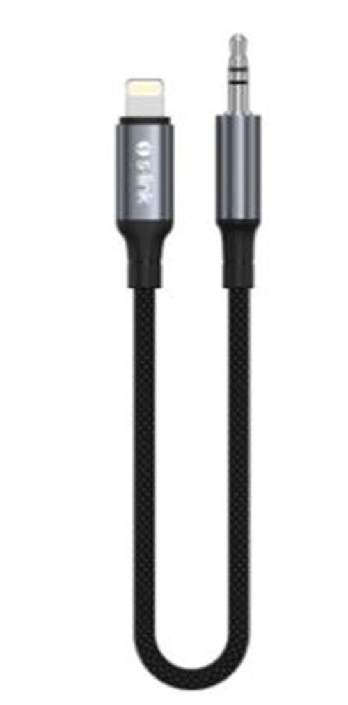 Armor ML-01 1.2m Lightning to M AUX Örgülü Metal Başlıklı Siyah Ses Kablosu (KDO)