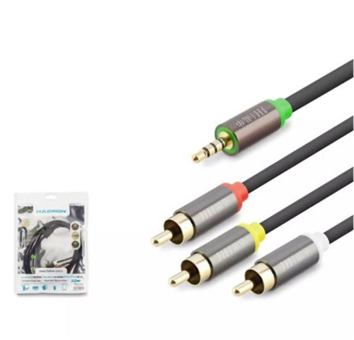 HADRON HDX1064 3.5MM TO 3RCA KABLO 2LINE GOLD 1.5M SİYAH (KDO)